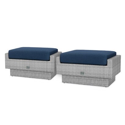Portofino® Comfort Set of 2 Sunbrella® Outdoor Club Ottomans - Laguna Blue