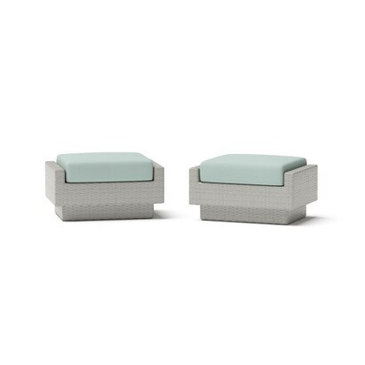 Portofino® Comfort Set of 2 Sunbrella® Outdoor Club Ottomans - Spa Blue