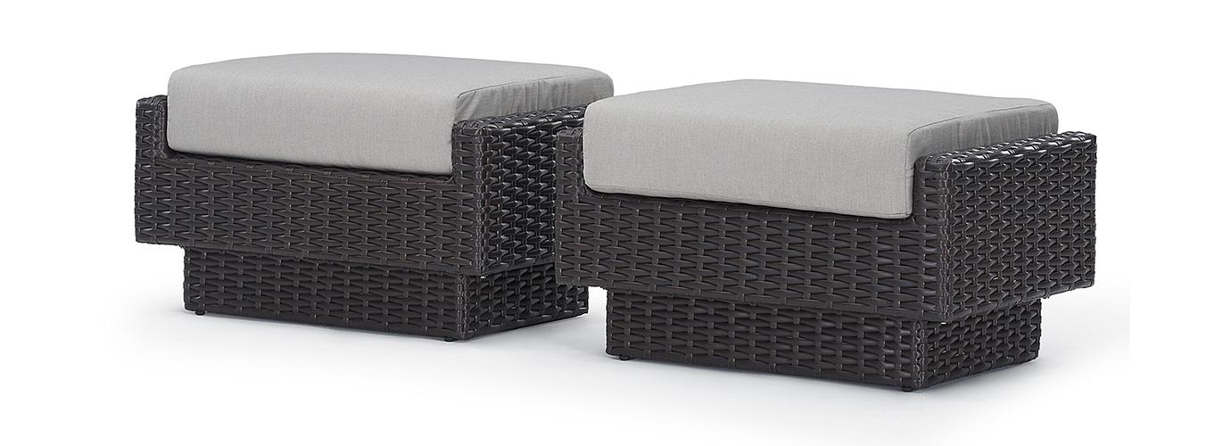 Portofino Comfort Set of 2 Sunbrella Outdoor Club Ottomans - Thumbnail 2