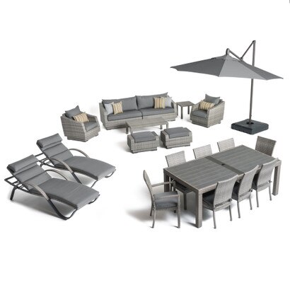 Cannes™ 20 Piece Sunbrella® Outdoor Estate Set - Charcoal Gray
