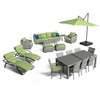 Cannes™ 20 Piece Sunbrella® Outdoor Estate Set - Ginkgo Green