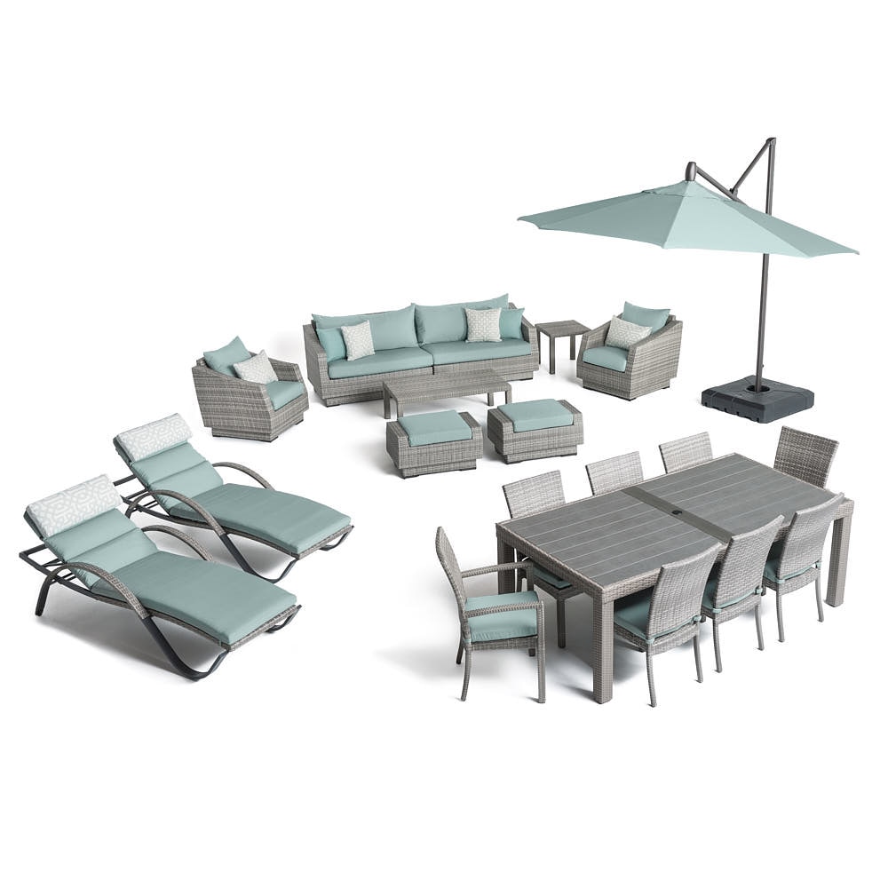 Cannes™ 20 Piece Sunbrella® Outdoor Estate Set - Spa Blue