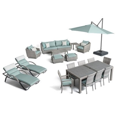Cannes™ 20 Piece Sunbrella® Outdoor Estate Set - Spa Blue