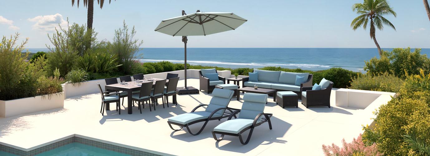 Deco™ 20 Piece Sunbrella® Outdoor Estate Set - Spa Blue