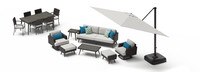Portofino® Casual 15 Piece Sunbrella® Outdoor Patio Motion Seating & Dining Set With Umbrella - Dove Gray