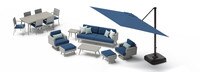 Portofino® Casual 15 Piece Sunbrella® Outdoor Patio Motion Seating & Dining Set With Umbrella - Laguna Blue