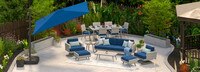 Portofino® Casual 15 Piece Sunbrella® Outdoor Patio Motion Seating & Dining Set With Umbrella - Laguna Blue
