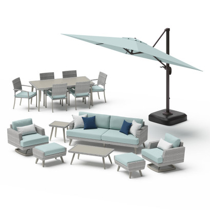 Portofino® Casual 15 Piece Sunbrella® Outdoor Patio Motion Seating & Dining Set With Umbrella