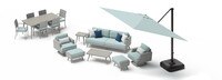 Portofino® Casual 15 Piece Sunbrella® Outdoor Patio Motion Seating & Dining Set With Umbrella - Spa Blue
