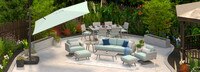 Portofino® Casual 15 Piece Sunbrella® Outdoor Patio Motion Seating & Dining Set With Umbrella - Spa Blue
