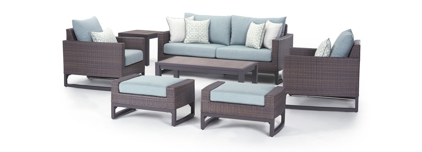 Milea™ 16 Piece Sunbrella Outdoor Patio Estate Set - Mist Blue
