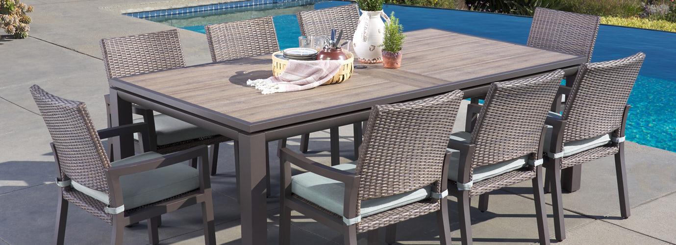 Milea™ 16 Piece Sunbrella Outdoor Patio Estate Set - Mist Blue