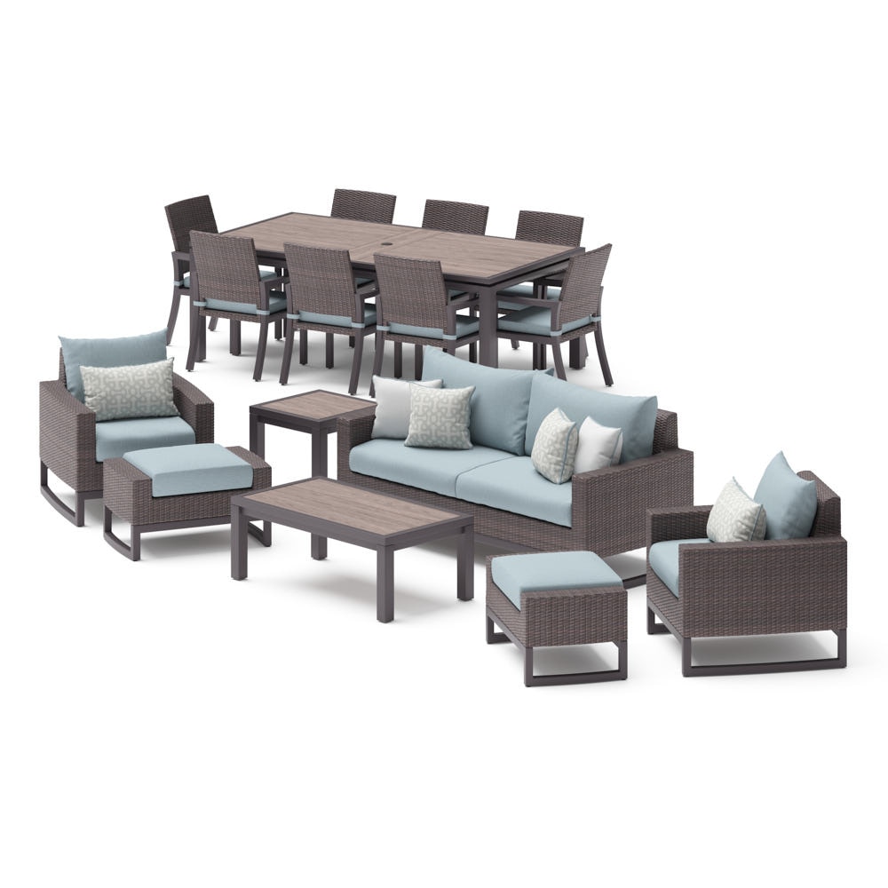 Milea™ 16 Piece Sunbrella Outdoor Patio Estate Set - Mist Blue