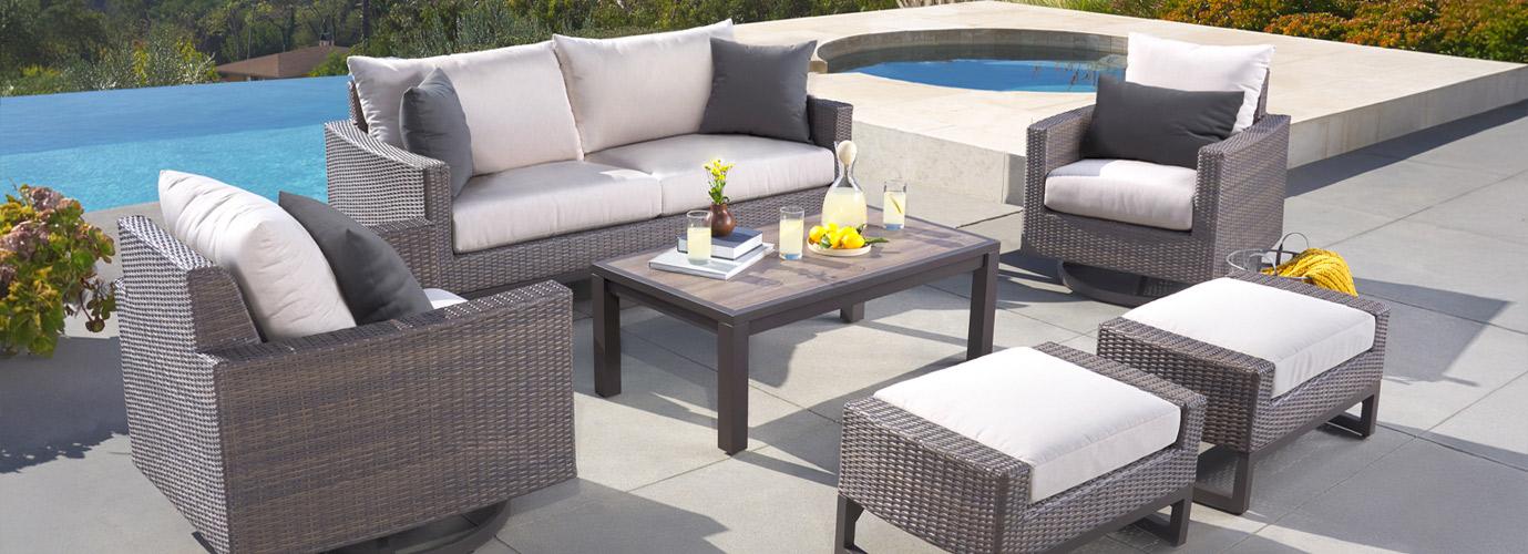 Milea™ 16 Piece Sunbrella Outdoor Patio Motion Estate Set - Natural Beige