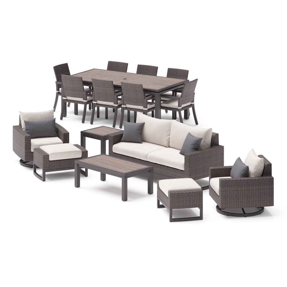 Milea™ 16 Piece Sunbrella Outdoor Patio Motion Estate Set - Natural Beige