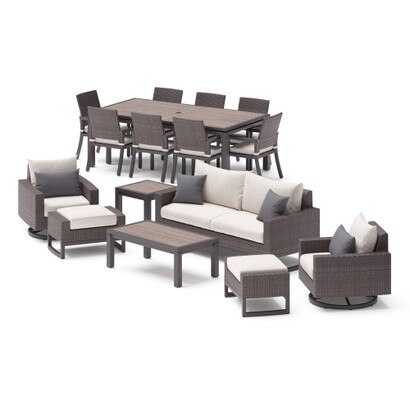 Milea™ 16 Piece Sunbrella Outdoor Patio Motion Estate Set - Natural Beige