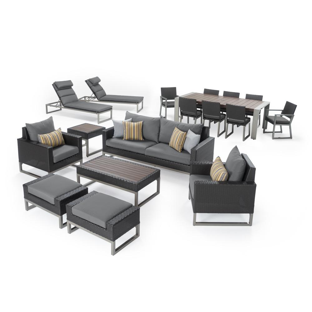 Milo™ Espresso 18 Piece Sunbrella® Outdoor Estate Set - Charcoal Gray