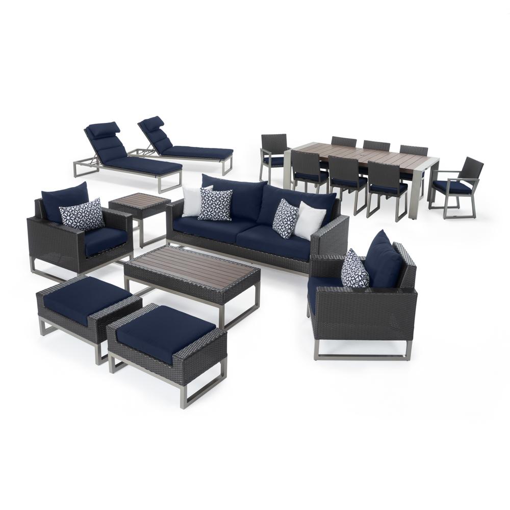 Milo™ Espresso 18 Piece Sunbrella® Outdoor Estate Set - Navy Blue