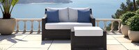 Deco™ Sunbrella® Outdoor Loveseat & Ottoman - Bliss Ink