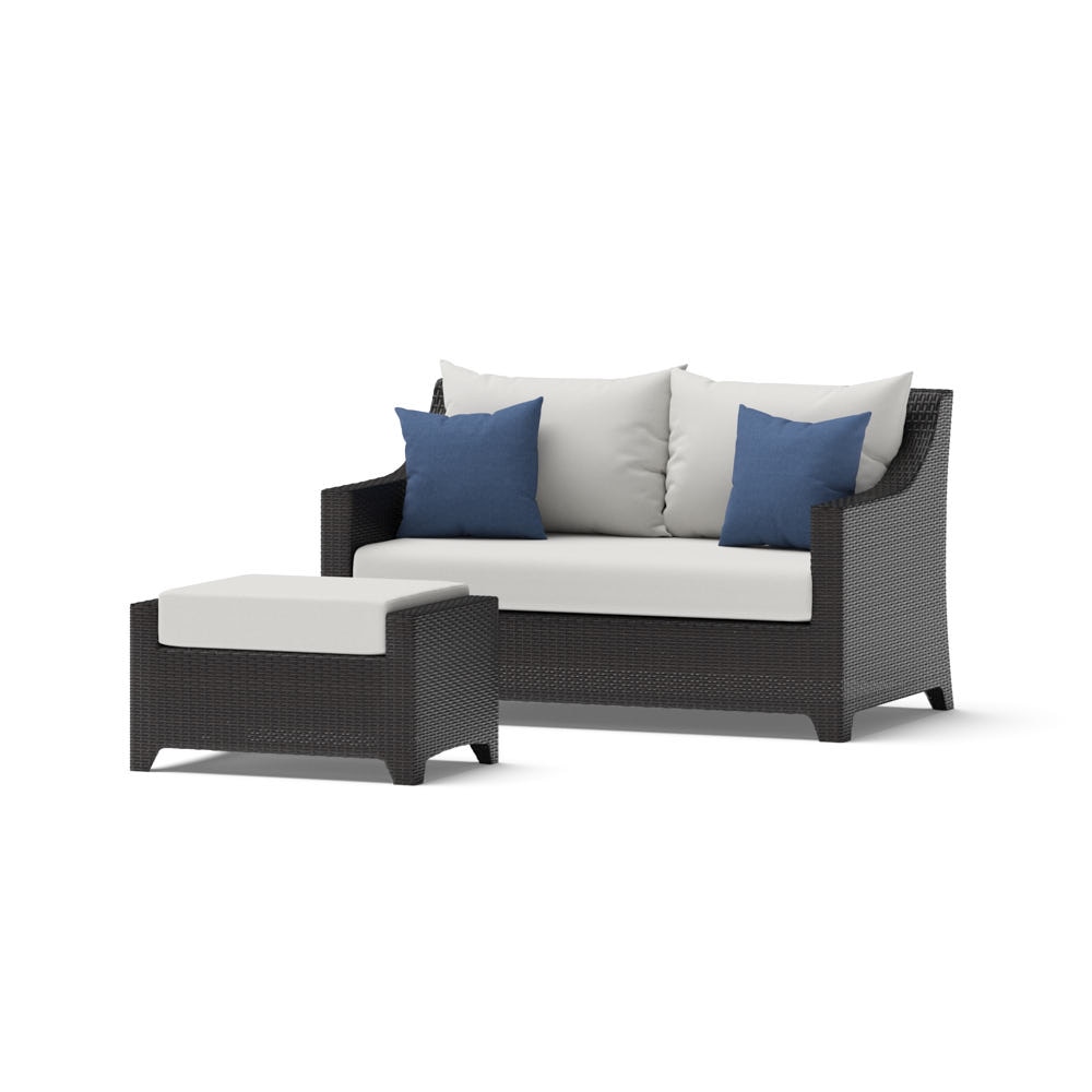 Deco™ Sunbrella® Outdoor Loveseat & Ottoman - Bliss Ink