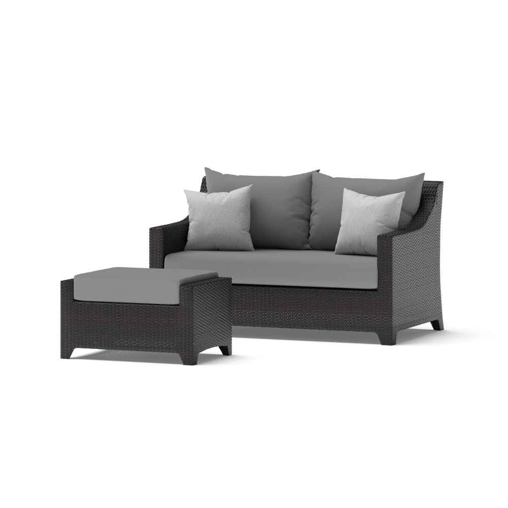 Deco™ Sunbrella® Outdoor Loveseat & Ottoman - Charcoal Gray