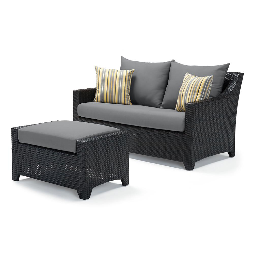 Deco™ Sunbrella® Outdoor Loveseat & Ottoman - Charcoal Gray