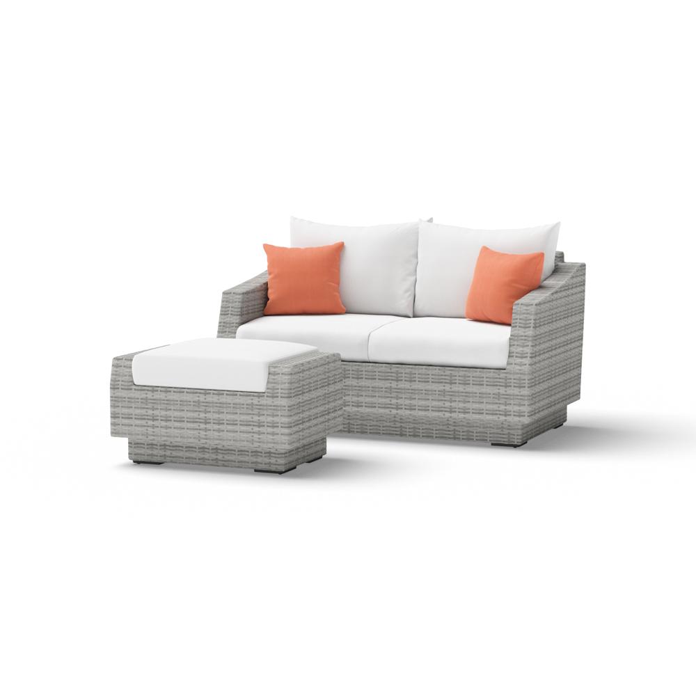 Cannes™ Loveseat & Ottoman - Cast Coral