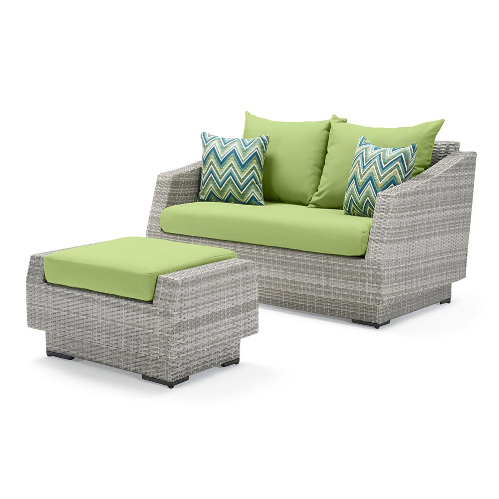 Cannes™ Loveseat and Ottoman - Ginkgo Green