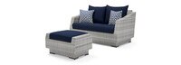 Cannes™ Sunbrella® Outdoor Loveseat & Ottoman - Navy Blue