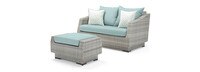 Cannes™ Sunbrella® Outdoor Loveseat & Ottoman - Spa Blue