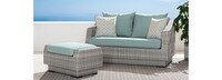 Cannes™ Sunbrella® Outdoor Loveseat & Ottoman - Spa Blue