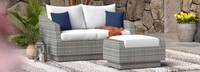Cannes™ Sunbrella® Outdoor Loveseat & Ottoman - Spa Blue