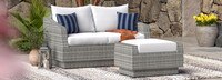Cannes™ Sunbrella® Outdoor Loveseat & Ottoman - Spa Blue