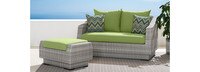 Cannes™ Sunbrella® Outdoor Loveseat & Ottoman - Spa Blue