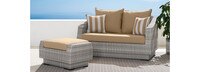 Cannes™ Sunbrella® Outdoor Loveseat & Ottoman - Spa Blue