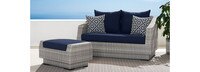 Cannes™ Sunbrella® Outdoor Loveseat & Ottoman - Spa Blue