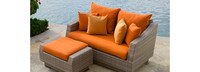 Cannes™ Sunbrella® Outdoor Loveseat & Ottoman - Spa Blue