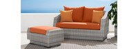 Cannes™ Sunbrella® Outdoor Loveseat & Ottoman - Spa Blue