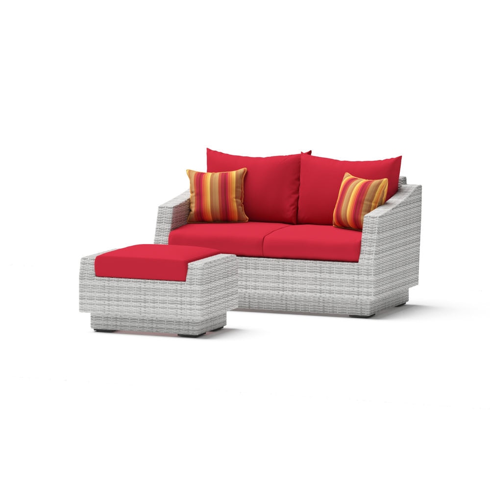 Cannes™ Loveseat & Ottoman - Sunset Red