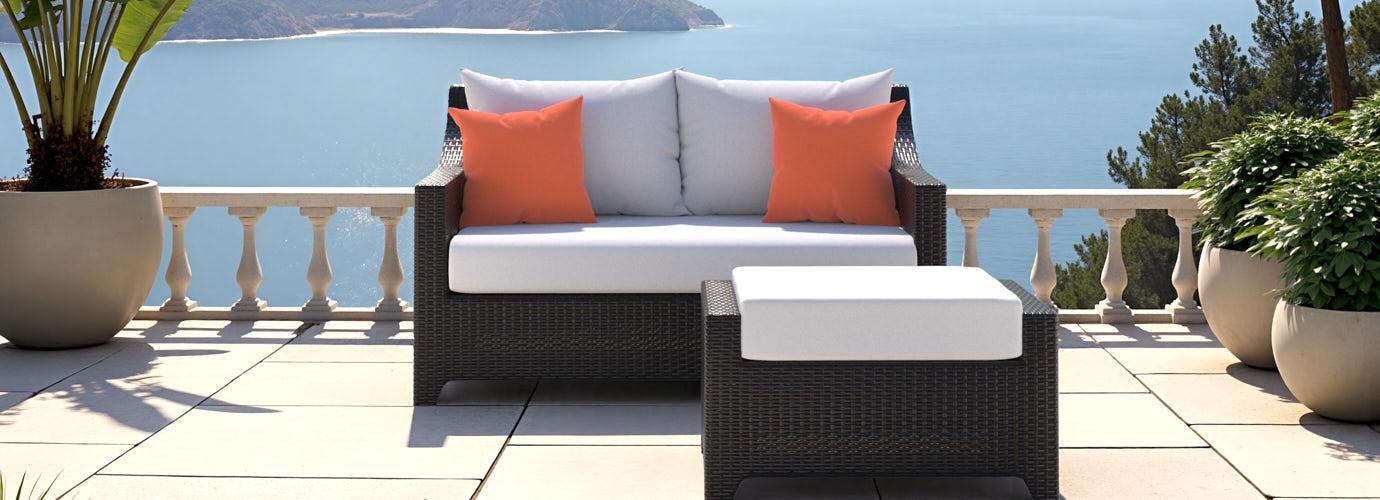 Deco™ Sunbrella® Outdoor Loveseat & Ottoman - Cast Coral