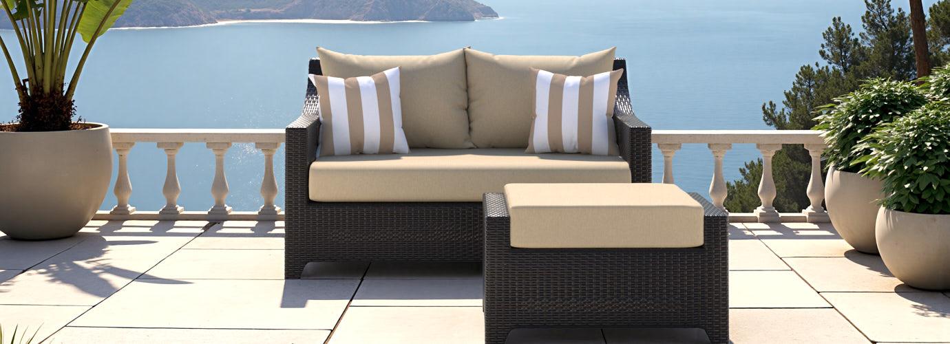 Deco™ Sunbrella® Outdoor Loveseat & Ottoman - Maxim Beige
