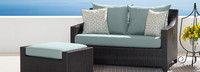 Deco™ Sunbrella® Outdoor Loveseat & Ottoman - Navy Blue