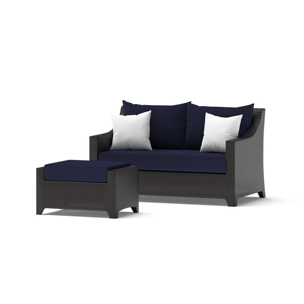 Deco™ Sunbrella® Outdoor Loveseat & Ottoman - Navy Blue