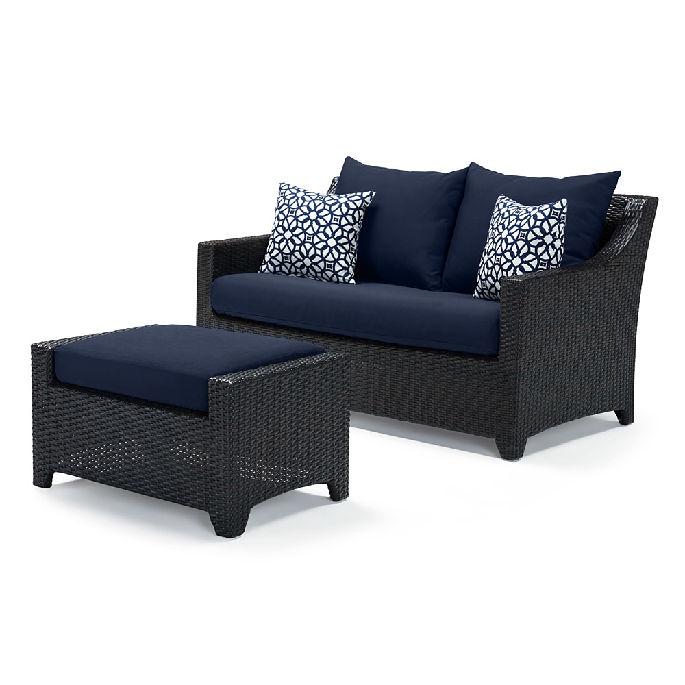 Deco Loveseat and Ottoman - Navy Blue