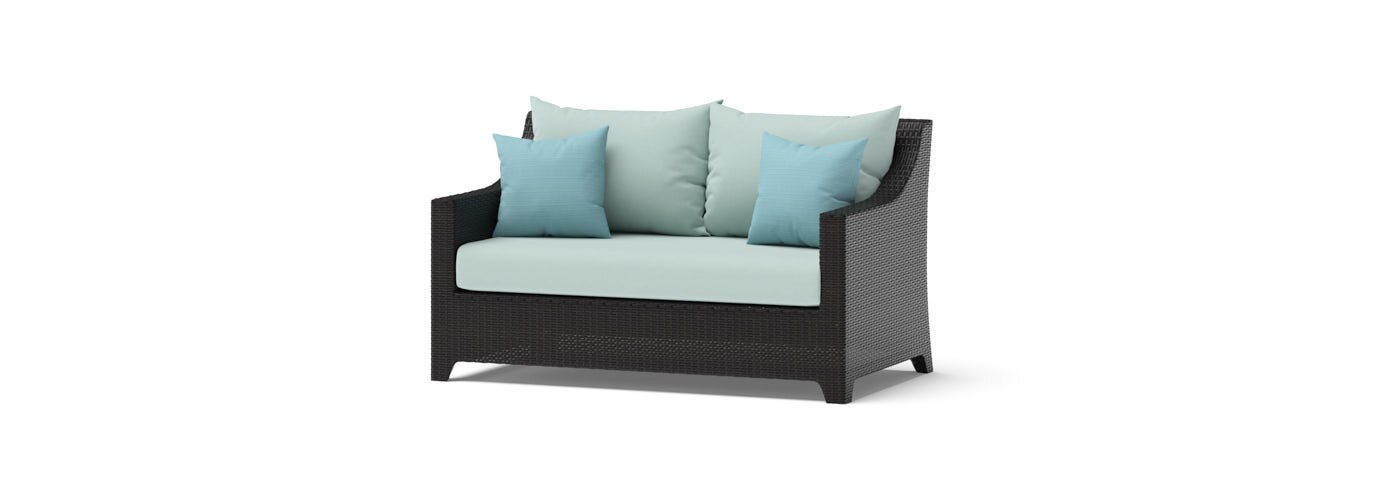 Deco™ Sunbrella® Outdoor Loveseat & Ottoman - Spa Blue