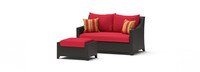 Deco™ Sunbrella® Outdoor Loveseat & Ottoman - Sunset Red
