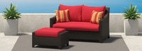 Deco™ Sunbrella® Outdoor Loveseat & Ottoman - Sunset Red