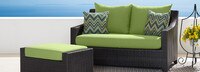 Deco™ Sunbrella® Outdoor Loveseat & Ottoman - Sunset Red