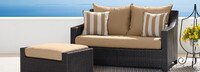 Deco™ Sunbrella® Outdoor Loveseat & Ottoman - Sunset Red