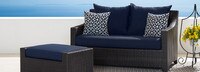 Deco™ Sunbrella® Outdoor Loveseat & Ottoman - Sunset Red